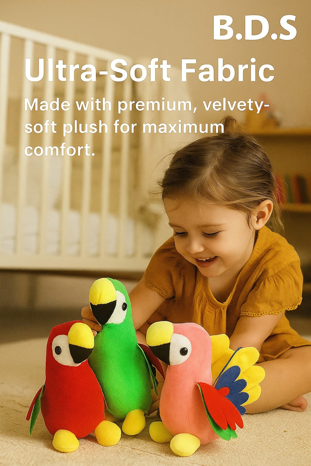 Soft toys - parrots ( Pack of 3 )
