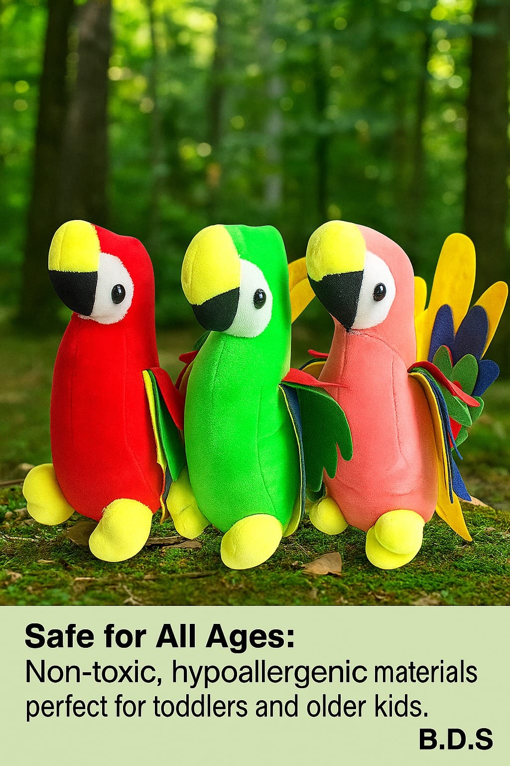 Soft toys - parrots ( Pack of 3 )
